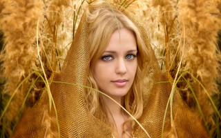 Woman blueeyes field wheat portrait - egyptian art free wallpaper