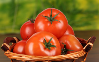 Basket tomatoes green background shiny - the basket free wallpaper