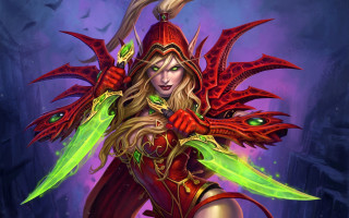 Woman red green sword purple - arent arentsz free wallpaper for desktop