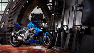 Blue motorcycle garage metal pipes - a garage next free wallpaper
