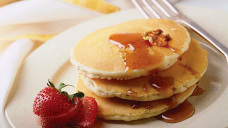 Pancakes syrup strawberry plate fork - a fork and knife free wallpaper for desktop