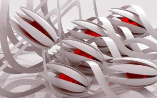 White objects red eyes white - a white floor free wallpaper