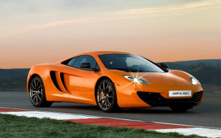 Bright orange sports car sunset 3 - orange sports car free wallpaper