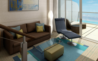 Living room couch chair ocean 2 - free 3d render wallpaper