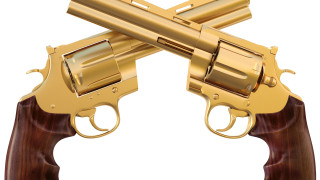 Golden revolver two smaller revolvers - dong kingman free wallpaper for desktop