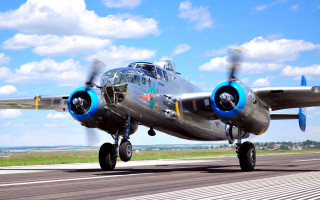 Propeller plane runway clouds precisionism - a runway free wallpaper for desktop