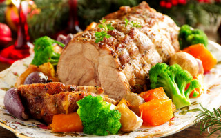Christmas meat vegetables candle table - free christmas wallpaper