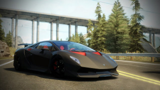 Black sports car forest bridge - a black sports car free wallpaper for desktop