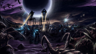 Alien planet city light moon - fi scene free wallpaper