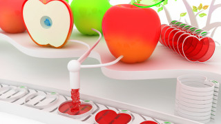 Keyboard red liquid apple slices - the keyboard free wallpaper