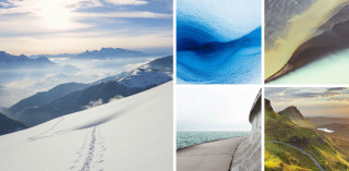 Mountains road footprints snow trail - footprint free wallpaper