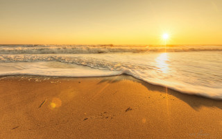 Beach waves sunset sunshine mountains - sun free wallpaper for desktop