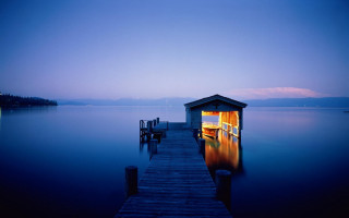 Dock boathouse night boat water 2 - a dock free wallpaper for desktop