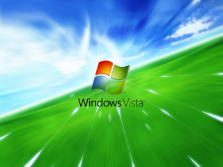 Vista logo green field blue - blue sky in the background free wallpaper