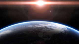 Sun earth starburst space art - over the earth free wallpaper