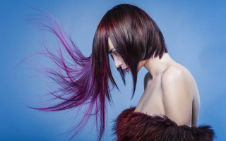 Woman purple streak long hair - neofauvism free wallpaper