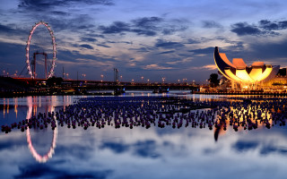 Night water ferris wheel cloudy - a ferris free wallpaper