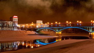 Bridge river city night lights 29 - andrey yefimovich martynov free wallpaper