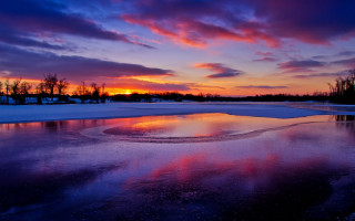 Sunset reflecting sky clouds frozen - frozen free wallpaper