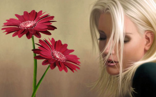 Woman flower vase gothic anne - a flower in front free wallpaper