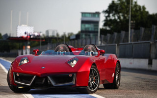 Red sports car race track 43 - front view free wallpaper for desktop