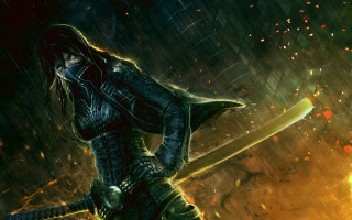 Woman sword fire water epic - epic fantasy character art free wallpaper for desktop