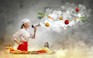 Chef vegetables megaphone food photography - artur grottger free wallpaper