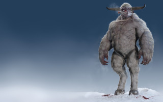 Big furry creature horns snow - ed binkley free wallpaper for desktop