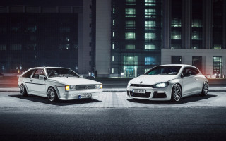 Two white cars night city - behance hd free wallpaper