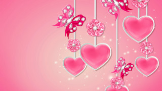 Pink hearts bows strings love - a bow free wallpaper for desktop