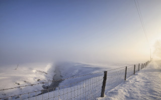 Fence snow fog sunset mountain - andrew geddes free wallpaper