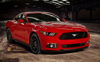 Red mustang garage black roof - a red mustang mustang free wallpaper