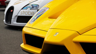 Yellow sports cars street store - the side of the car free wallpaper for desktop