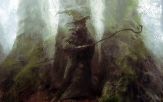 Man hat cane forest mossy - art greg rutkowski free wallpaper