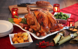 Turkey platter food dishes utensils - a turkey free wallpaper