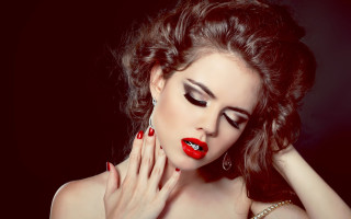 Gothic fashion red lips nails - red lipstick free wallpaper