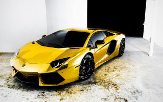 Yellow sports car dirty room - a yellow sports car free wallpaper
