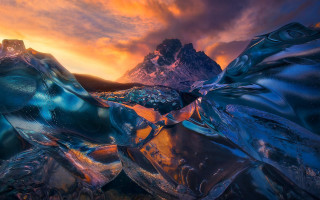Mountain range sunset ice formation - an abstract sculpture free wallpaper for desktop