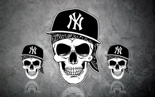 Three skulls yankees caps graffiti - graffiti art free wallpaper for desktop