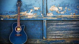 Blue guitar peeling wall blue - paint free wallpaper for desktop