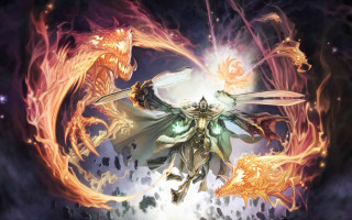 Dragon fighter fire sword embers - donato giancola free wallpaper