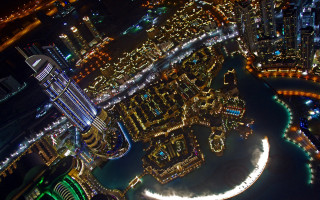 City night river bridge tiltshift - aerial view free wallpaper