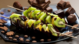 Chocolate kiwi nuts stick bite - food photography free wallpaper for desktop