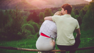 Romantic couple sunset forest hills - bracha l. ettinger free wallpaper