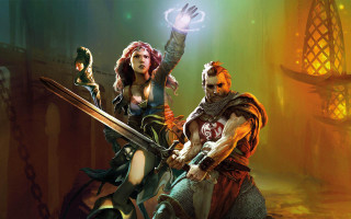 Fantasy couple sword light magic - clint cearley free wallpaper for desktop