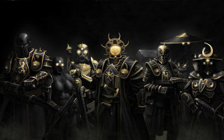 Warhammer armor boys cape helmet - a yellow light free wallpaper for desktop