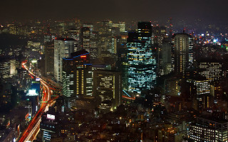 City lights night traffic skyline - traffic free wallpaper