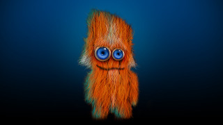 Strange orange creature big eyes - a weird look free wallpaper