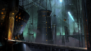 Futuristic city giant clock tower - a futuristic city free wallpaper