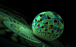 Green blue ball black background - pattern free wallpaper for desktop
